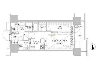 パークスフィア牛込神楽坂(1SLDK/2階)の間取り写真