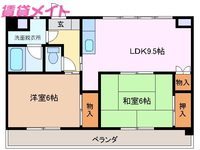 レーベンハイム(2LDK/2階)の間取り写真