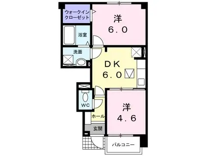 ベル・アンジュAU I(2DK/1階)の間取り写真