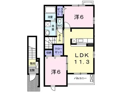 カレント イズミ(2LDK/2階)の間取り写真