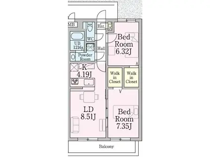 グロワール立野(2LDK/2階)の間取り写真