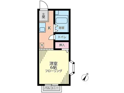 ベイサイドバレー(ワンルーム/1階)の間取り写真