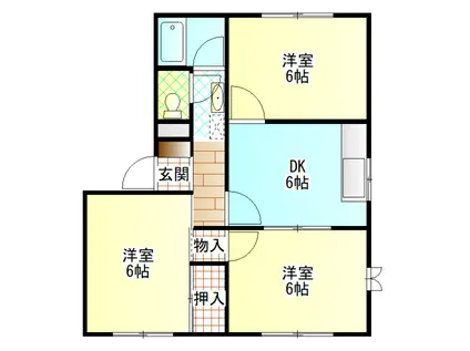 グランメールII(3DK/1階)の間取り写真