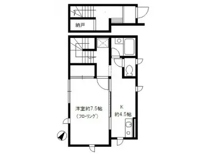 メゾン・ド・ルルス・ドゥー(1K/1階)の間取り写真