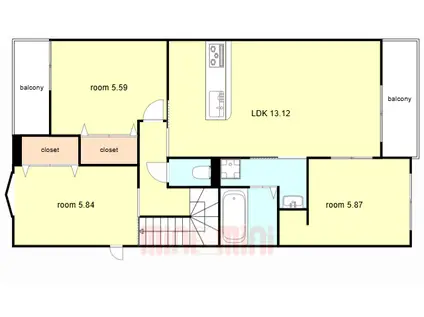 尼崎市西昆陽2丁目集合(3LDK/2階)の間取り写真