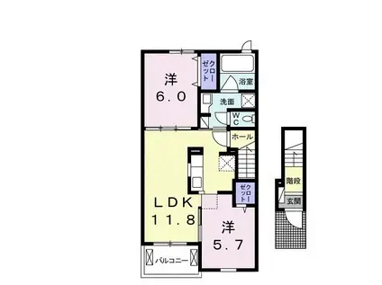 ジールB(2LDK/2階)の間取り写真
