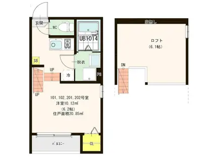 ラ・ルーチェ香椎(1K/1階)の間取り写真