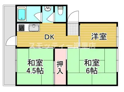 シャトーポール(3DK/4階)の間取り写真