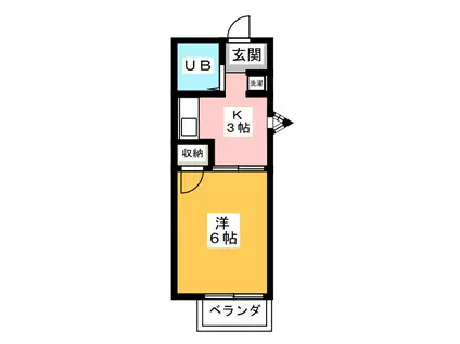 シャンポール紫野(1K/2階)の間取り写真