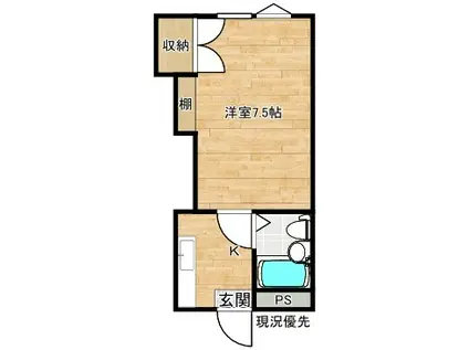 サザンコート(1K/3階)の間取り写真