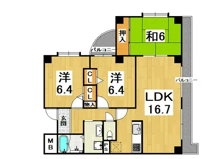 クエスタ上ヶ原(3LDK/2階)の間取り写真