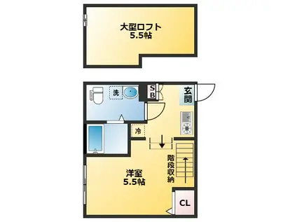 ハーモニーテラス梅田III(ワンルーム/2階)の間取り写真