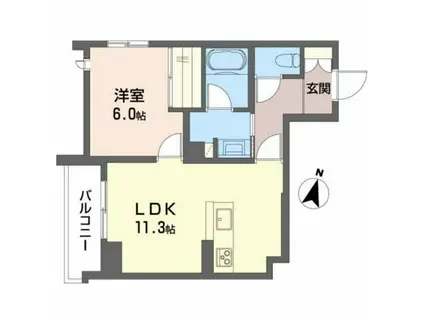 エクラージュ二日町(1LDK/2階)の間取り写真