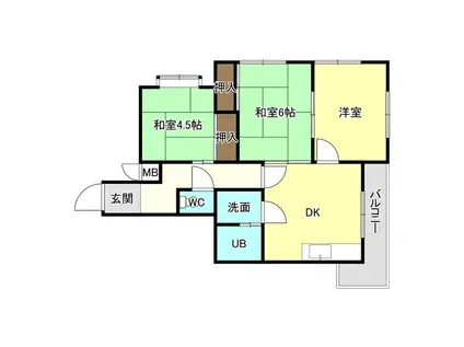 サンセットビレッジ(3DK/1階)の間取り写真