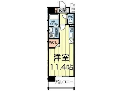 エレガンス藤崎宮(ワンルーム/6階)の間取り写真