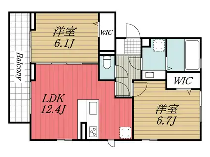 KOCHIA N・S N棟(2LDK/2階)の間取り写真