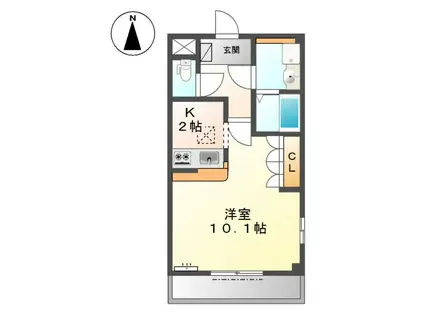 ルシェル岩倉III(1K/1階)の間取り写真