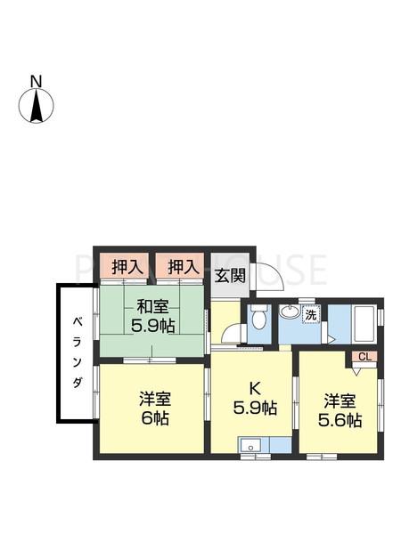 ディアスM(3K/2階)の間取り写真