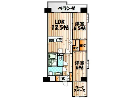 コンプレート金田(2LDK/4階)の間取り写真