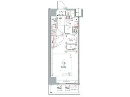 クレヴィスタ中野(1K/3階)の間取り写真