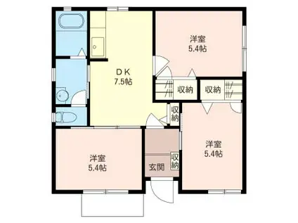 パークハイツB(3DK/1階)の間取り写真