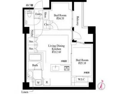 343レジデンス品川(2LDK/1階)の間取り写真