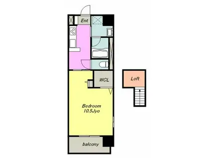 ARANJUEZ千原(1DK/7階)の間取り写真