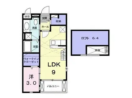 キャトルセゾン(1LDK/2階)の間取り写真