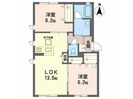 プロヌーブイケミナミ(2LDK/1階)の間取り写真