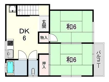 栄荘(2DK/2階)の間取り写真