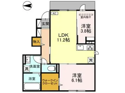サンハイツ岡VIII(2LDK/1階)の間取り写真