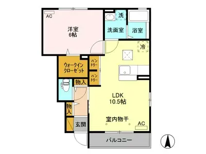 D-ROOM エルミタージュ A 101(1LDK/1階)の間取り写真