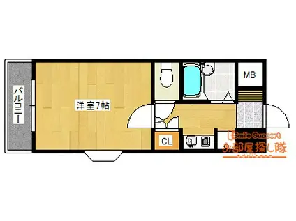 ドミ・エスポワール久留米III(1K/4階)の間取り写真