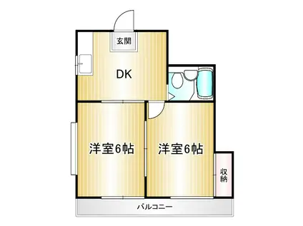 パークサイドイン(2DK/2階)の間取り写真