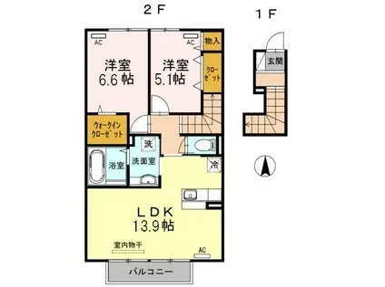 HIMIKOIV(2LDK/2階)の間取り写真