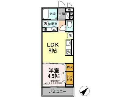 プランドールN I(1LDK/3階)の間取り写真