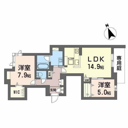 フィーノ(2LDK/1階)の間取り写真