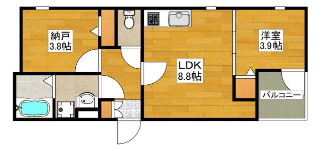 リオグランデ金田(1SLDK/1階)の間取り写真