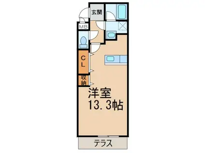 ルーチェ秋月(ワンルーム/1階)の間取り写真