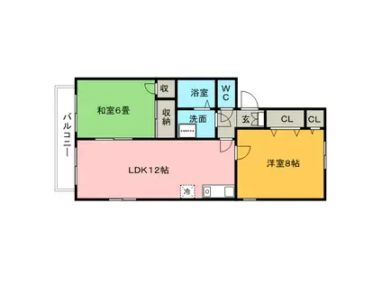 セジュール野伏間(2LDK/1階)の間取り写真