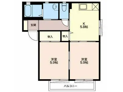 エスペランサ入江(2K/2階)の間取り写真