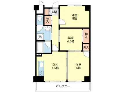 紫塚レジデンス(3DK/3階)の間取り写真