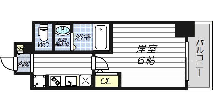 プランドール新北野(1K/8階)の間取り写真