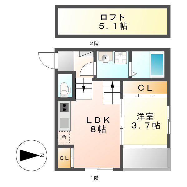 アーク十番町(1LDK/1階)の間取り写真