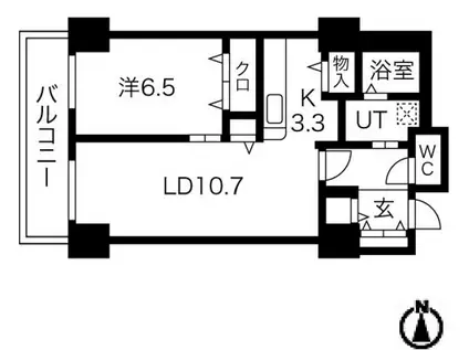 シティコート目黒(1LDK/6階)の間取り写真