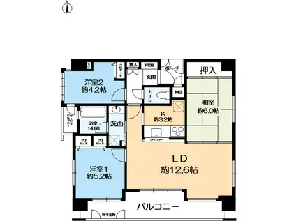 プレサンス京都四条烏丸(3LDK/8階)の間取り写真