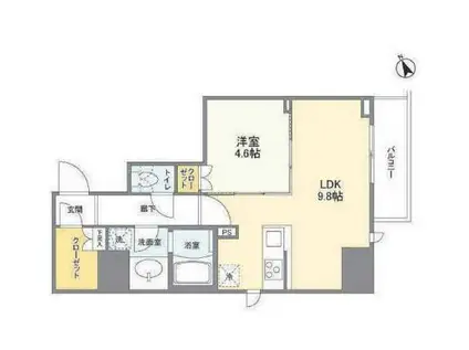シェフルール新御徒町II(1LDK/5階)の間取り写真