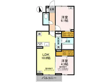 エミグランドD(2LDK/1階)の間取り写真