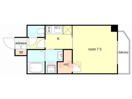 メロディア塚本(1K/2階)の間取り写真