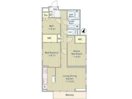 オルムコート阿佐ヶ谷II(2SLDK/1階)の間取り写真